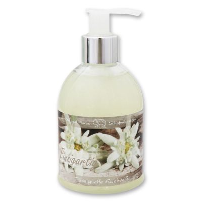Liquid sheep milk soap 250ml in a dispenser "Einzigartig", Edelweiss 