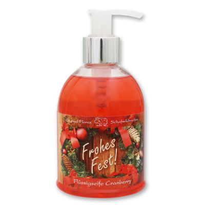 Flüssigseife mit Schafmilch 250ml im Spender "Frohes Fest", Cranberry 