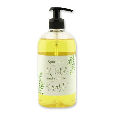 Liquid plant oil soap with sheep milk 500ml in a dispenser "Spüre den Wald...", Verbena 