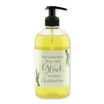 Liquid plant oil soap with sheep milk 500ml in a dispenser "Der einfachste Weg...", Swiss pine 