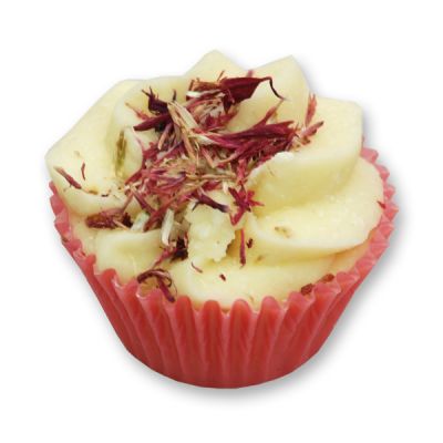 Badebutter-Cupcake mit Schafmilch 45g, Rosa Kornblume/Kirsche 