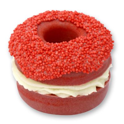 Bath butter donut with sheep milk 60g, Red Sugar Balls/Red Rose 