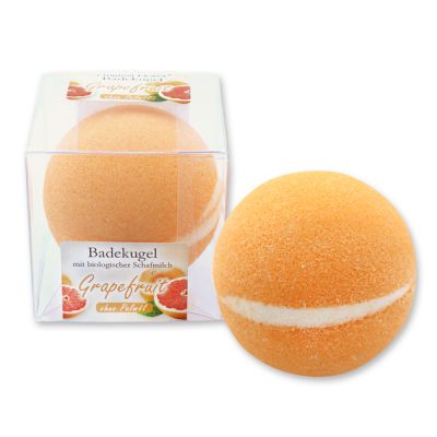 Badekugel mit Schafmilch 125g in Cellobox, Grapefruit 