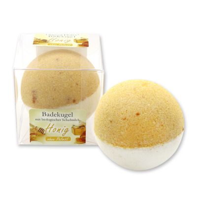 Badekugel mit Schafmilch 125g in Cellobox, Honig 