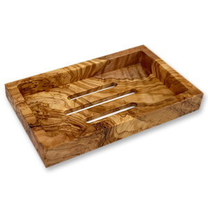 Holz-Seifenschale eckig mit Rand 