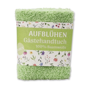 Hand towel 30x30cm "Aufblühen", green 