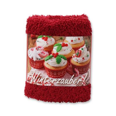 Hand towel 30x30cm "Winterzauber", bordeaux 
