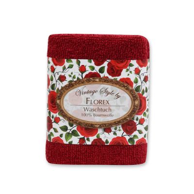 Towel 30x30cm "Vintage-Motive 137", bordeaux 