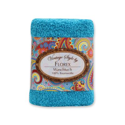 Towel 30x30cm "Vintage-Motive 36", turquoise 