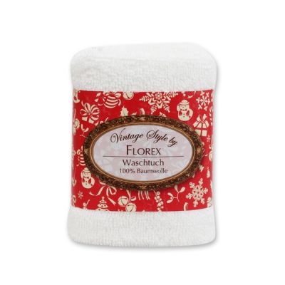 Towel 30x30cm "Vintage-Motive 49", white 