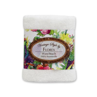 Towel 30x30cm "Vintage-Motive 81", white 