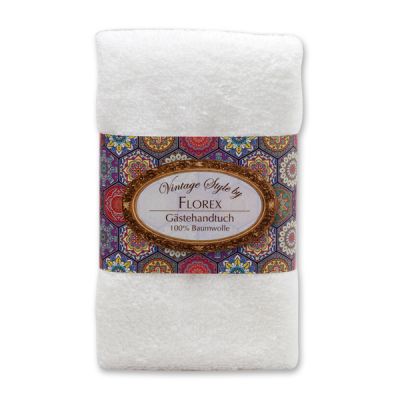 Towel 30x50cm "Vintage-Motive 104", white 