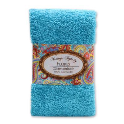 Towel 30x50cm "Vintage-Motive 36", turquoise 