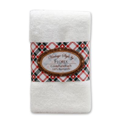 Towel 30x50cm "Vintage-Motive 42", white 