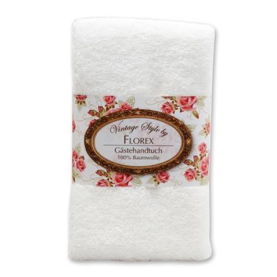 Towel 30x50cm "Vintage-Motive 77", white 