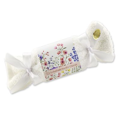 Schafmilchseife eckig 100g im Waschlappen
"Blütenzart" mit Motiv 10, Classic 