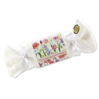 Schafmilchseife eckig 100g im Waschlappen
"Blütenzart" mit Motiv 12, Classic 