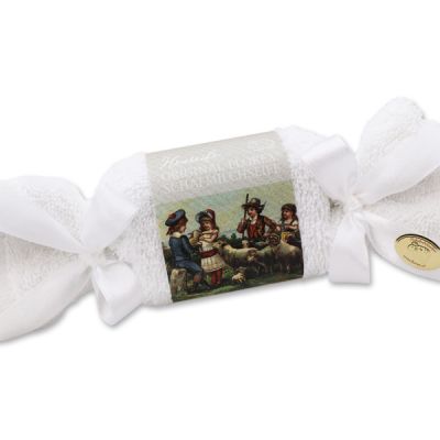 Schafmilchseife eckig 100g im Waschlappen, Heuseife 