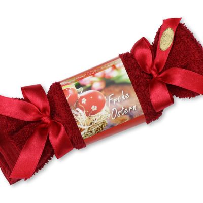 Schafmilchseife eckig 100g im Waschlappenzuckerl "Frohe Ostern", Hibiskus 