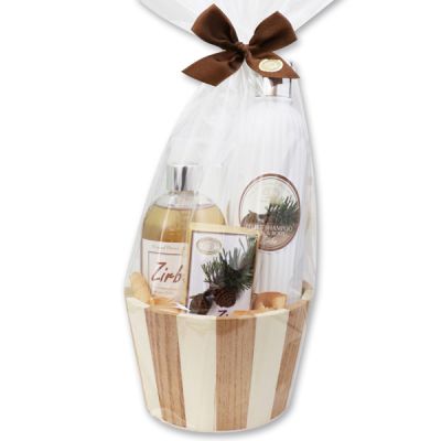 Geschenksets Zirbe im Holzkorb hoch 