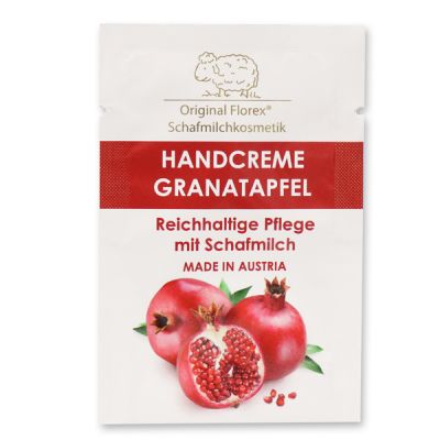 Handcreme mit biologischer Schafmilch 3ml Tester, Granatapfel 
