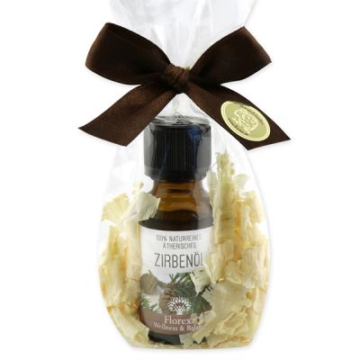 100% naturreines Ätherisches Öl 20ml mit Zirbenspäne in Cello, Zirbenöl 