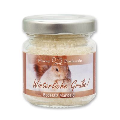 Badesalz 60g im Glas "Winterliche Grüße", Mandelöl 