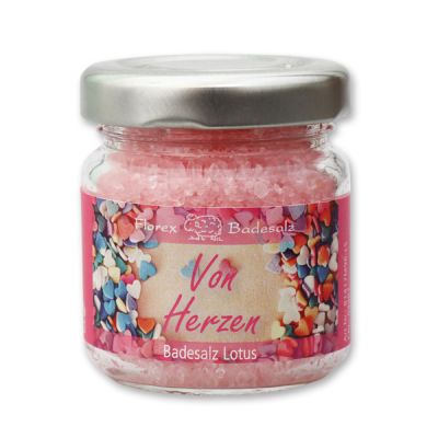 Bath salt 60g in a glass jar "Von Herzen", Lotus 
