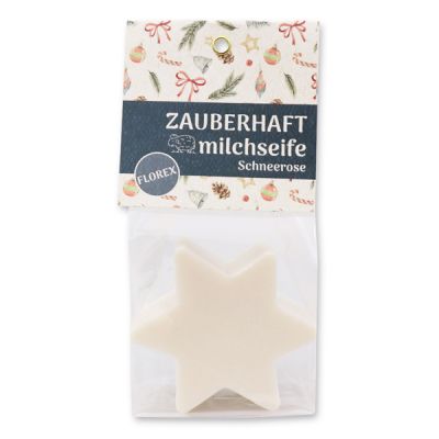 Schafmilchseife Stern 80g in Cello "Zauberhaft", Schneerose 