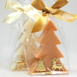 Sheep milk soap tree 75g, decorated with a gold ribbon in a cellophane, Classic/quince 