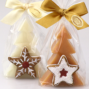 Sheep milk soap tree 75g, decorated with gingerbread decorations in a cellophane, Classic/quince 
