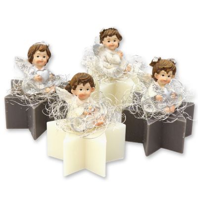 Sheep milk soap star 40g decorated with an angel, Classic/Christmas Rose 