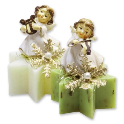 Sheep milk soap star 40g decorated with an angel, Classic/Verbena 