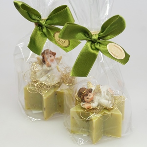 Sheep milk soap star 40g, decorated with an angel in a cellophane, Verbena 