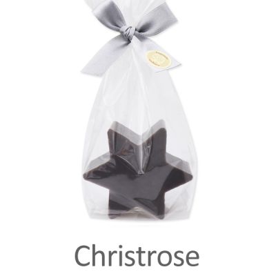 Sheep milk soap star 80g in a cellophane, Christmas rose 
