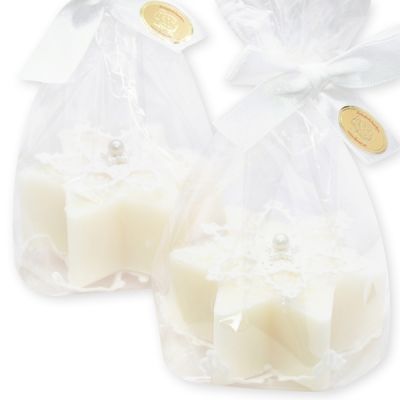 Schafmilcheife Stern 80g dekoriert mit Häkelsternen in Cello, Classic 