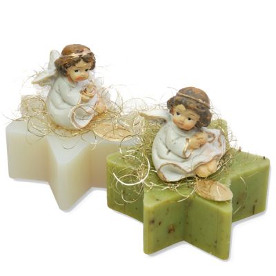 Sheep milk soap star 80g, decorated with an angel, Classic/verbena 