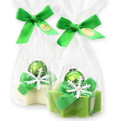 Sheep milk soap star 80g, decorated with a christmas ball in a cellophane, Classic/pear 