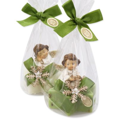 Sheep milk soap star 80g decorated with an angel in a cellophane bag, Classic/Verbena 