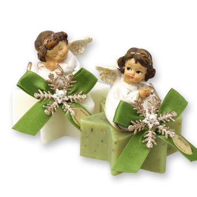 Sheep milk soap star 80g decorated with an angel, Classic/Verbena 