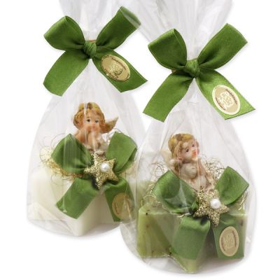 Sheep milk soap star 80g decorated with an angel in a cellophane bag, Classic/Verbena 