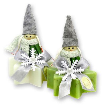 Sheep milk soap star 80g, decorated with a gnome, Classic/verbena 