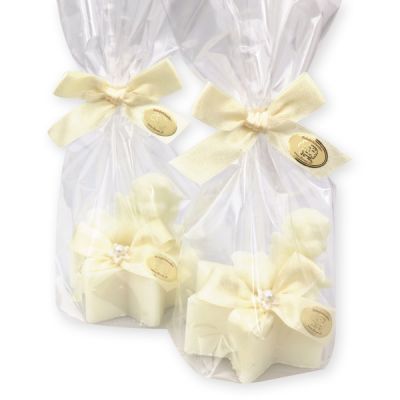 Schafmilchseife Stern 80g dekoriert mit Seifenengel 20g in Cello, Classic 