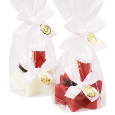Schafmilchseife Stern 80g, dekoriert mit Stiefel in Cello, Classic/Granatapfel 