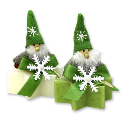 Sheep milk soap star 80g, decorated with a gnome, Classic/verbena 