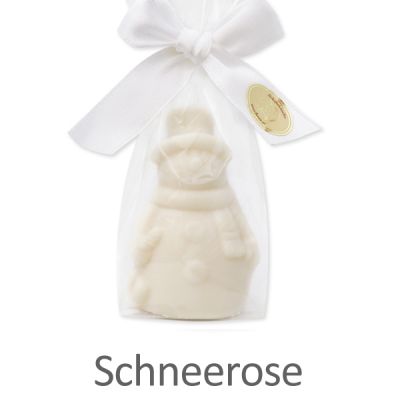 Schafmilchseife Schneemann 45g in Cello, Schneerose 