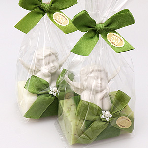 Sheep milk soap 100g, decorated with an angel in a cellophane, Classic/verbena 