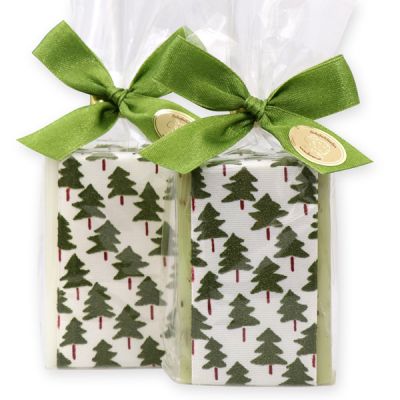 Sheep milk soap 100g, decorated with a christmas ribbon in a cellophane, Classic/verbena 