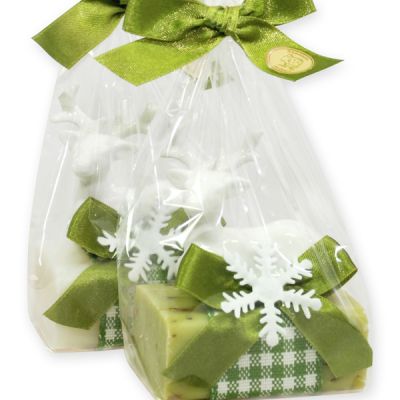 Sheep milk soap 100g, decorated with a deer in a cellophane, Classic/verbena 