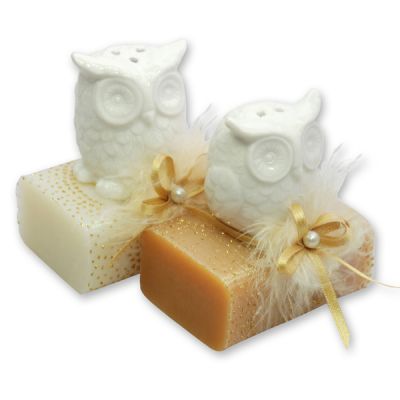 Sheep milk soap 100g, decorated with an owl, Classic/quince 